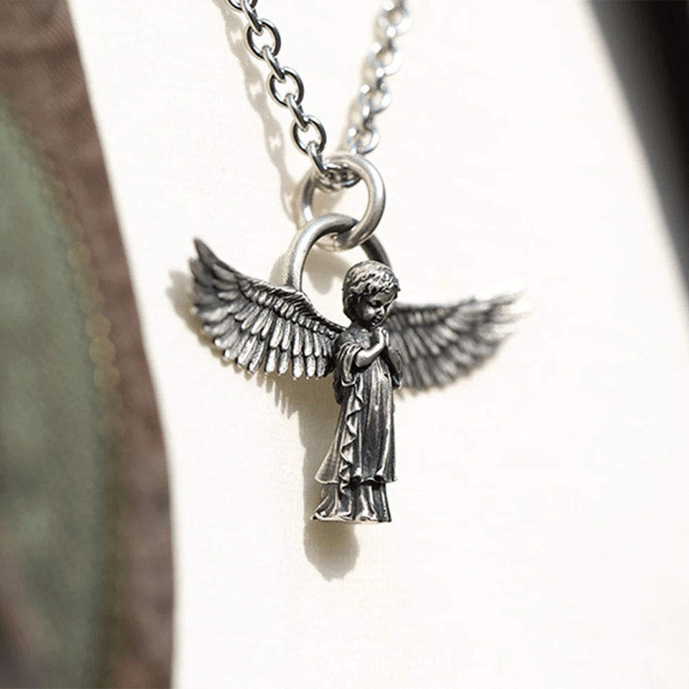 Christiandiscipleshop Spread-winged Praying Angel Protection Necklace