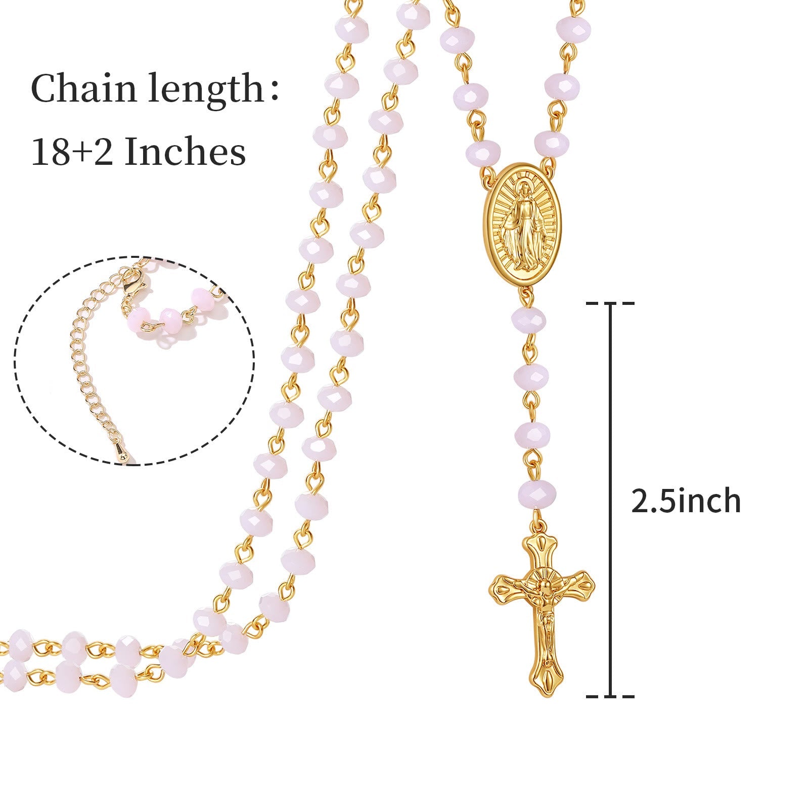 christiandiscipleshop Virgin Mary Medal & Crucifix Pendant Necklace