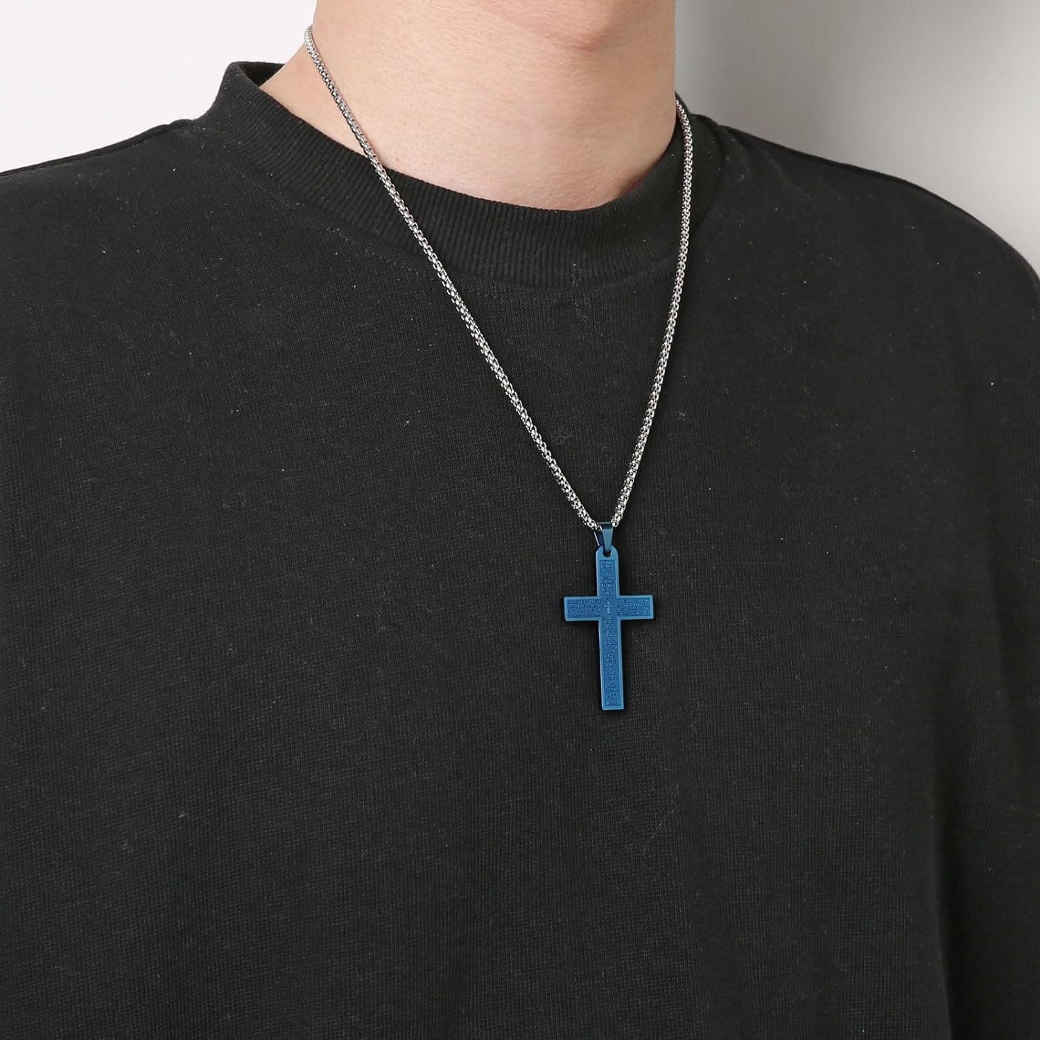 christiandiscipleshop Stainless Steel Lord's Prayer Pendant Cross Necklace