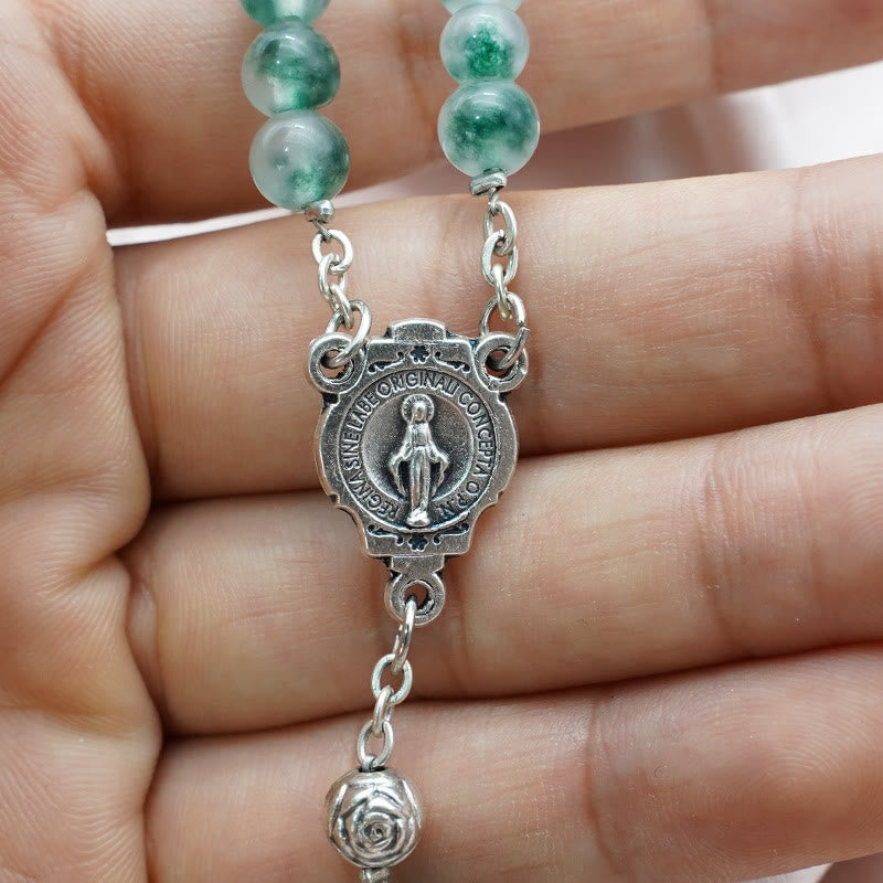 Christianartworkshop Aqua Green Chalcedony Crystal Prayers Blessing Rosary