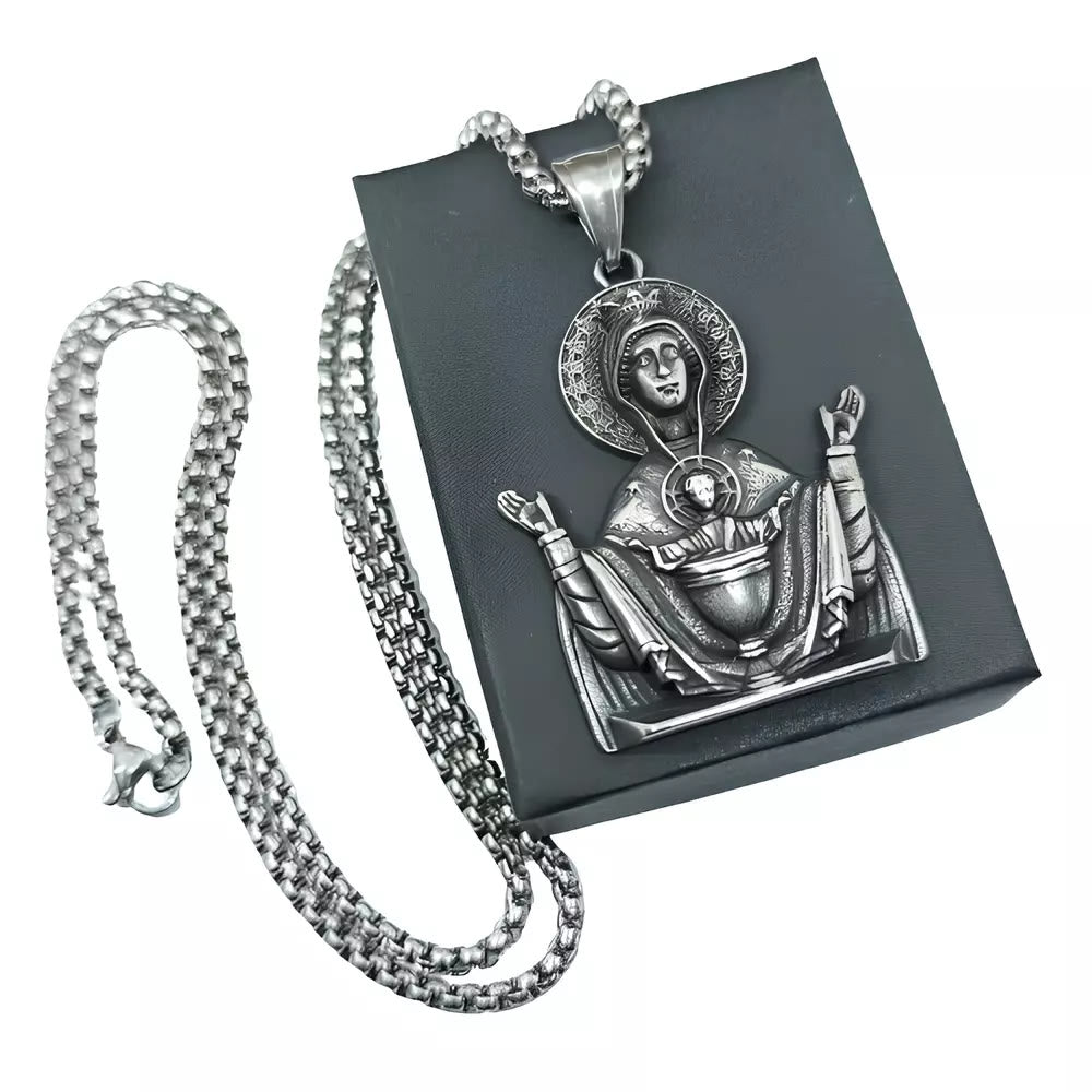 christiandiscipleshop Virgin Mary Prayer Pendant Necklace Stainless Steel Catholic Medallion Protecion Chain