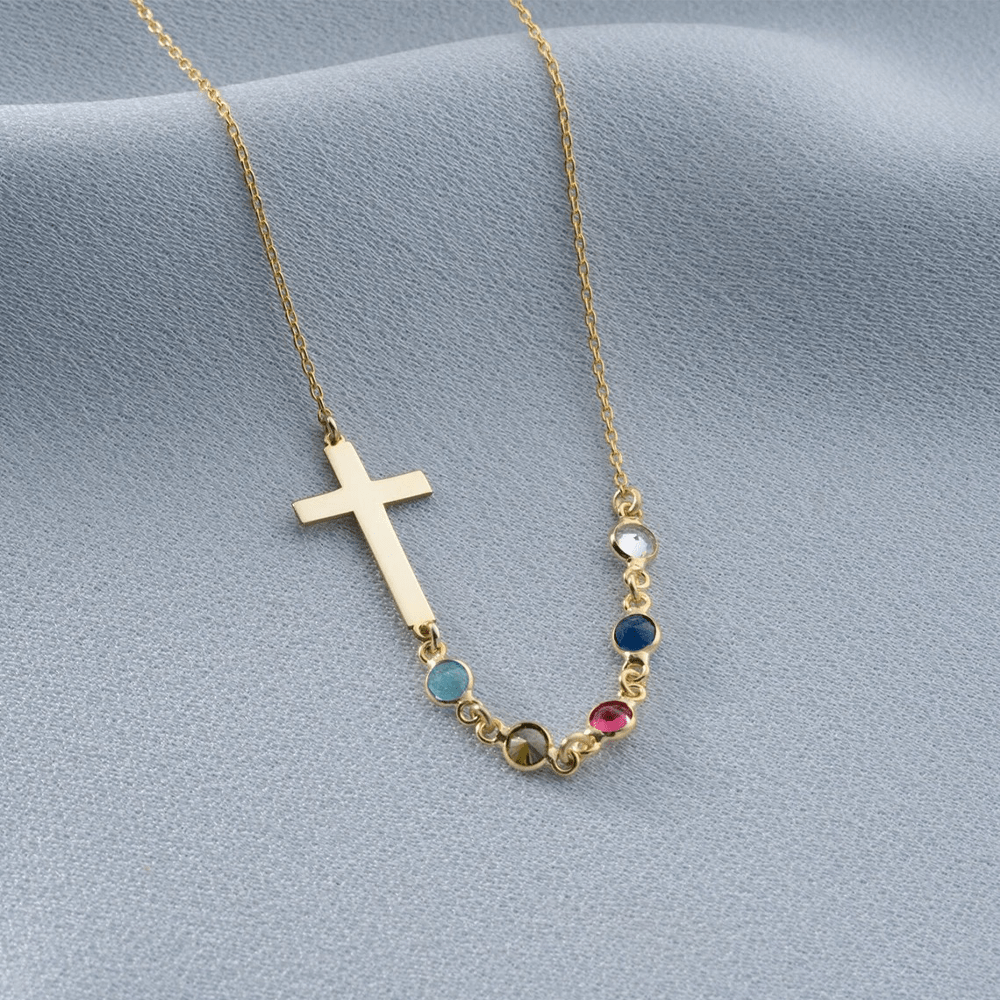 Christianartworkshop Biblical Birthstone Cross Necklace Religion Jewelry Gift