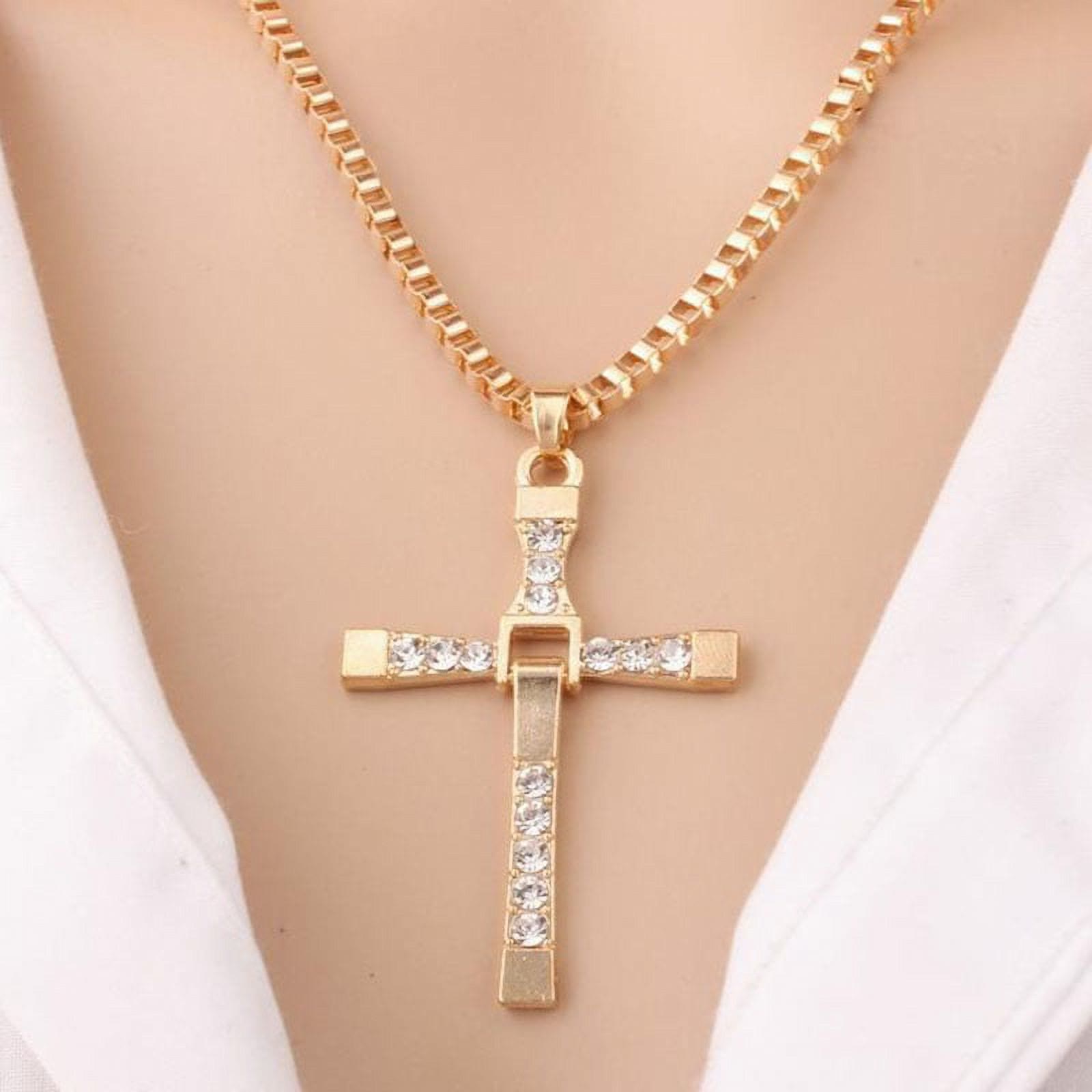 christiandiscipleshop Jewelry Cross Crystal Pendant Chain Necklace