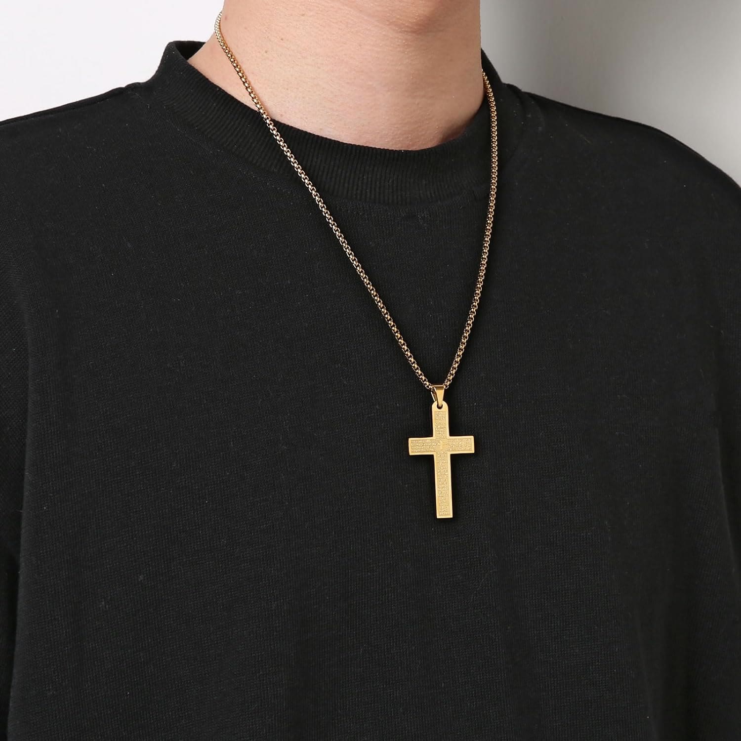 christiandiscipleshop Stainless Steel Lord's Prayer Pendant Cross Necklace