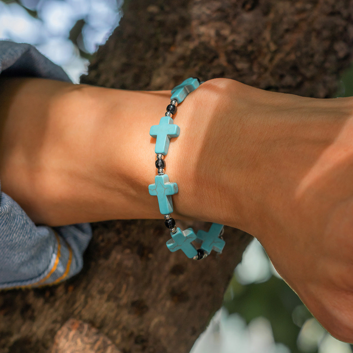 Christiandiscipleshop Crucifix Prayer Beaded Turquoise Bracelet
