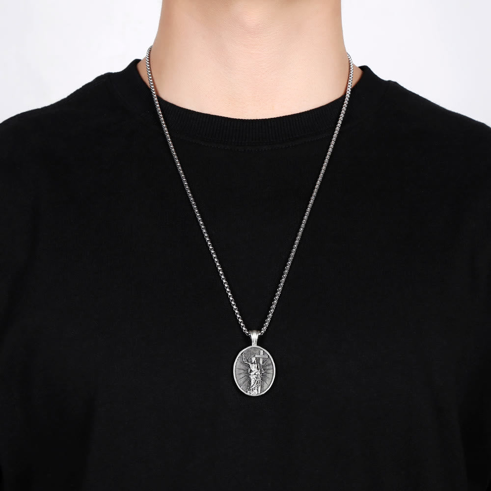 Christiandiscipleshop Risen Jesus Medallion Christian Religious Necklace