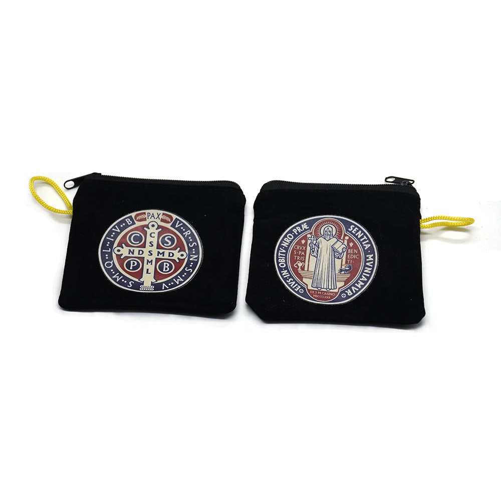 Christiandiscipleshop Modern Style St. Benedict Practical Velvet Religion Jewelry Storage Bag