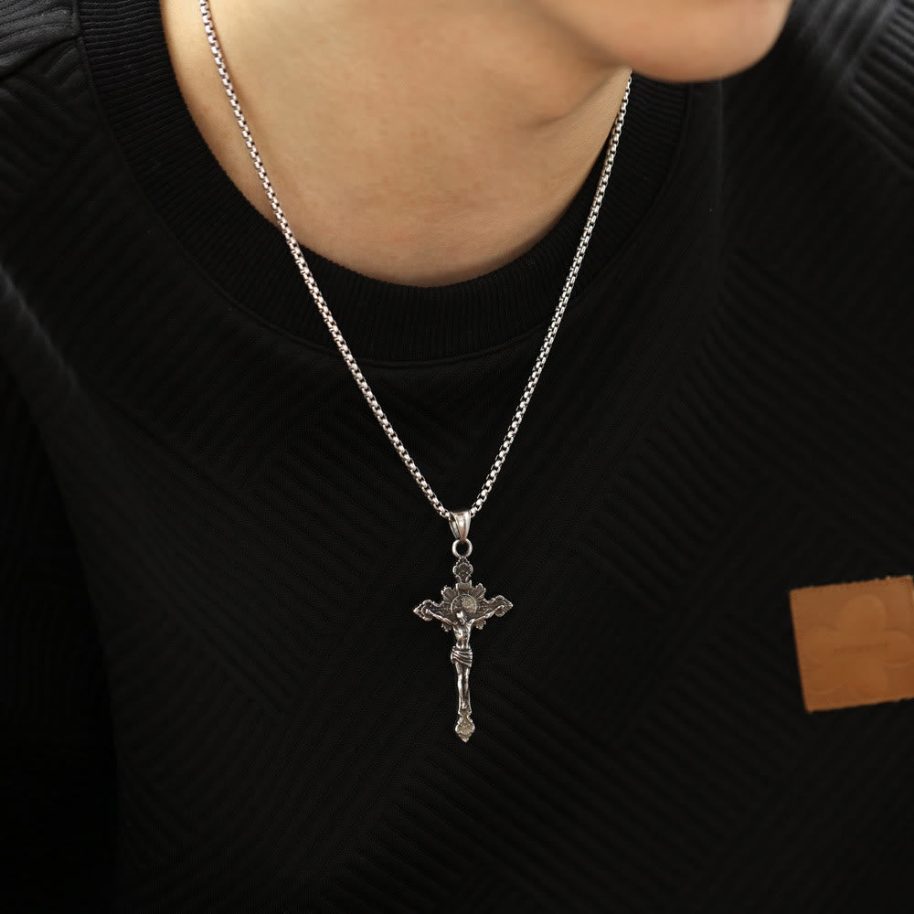 St. Benedict Symbol Crucifix Necklace