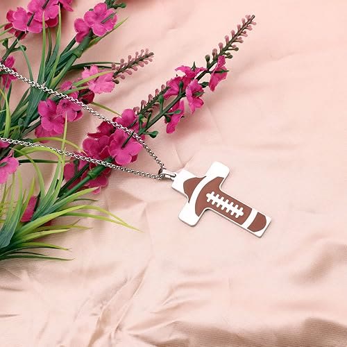 Christiandiscipleshop Sport Style Football Pray for Blessings Cross Necklace