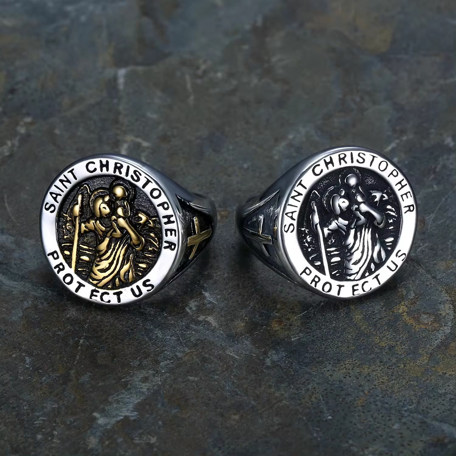 Christiandiscipleshop Saint Christopher Protect Us Medal Signet Ring