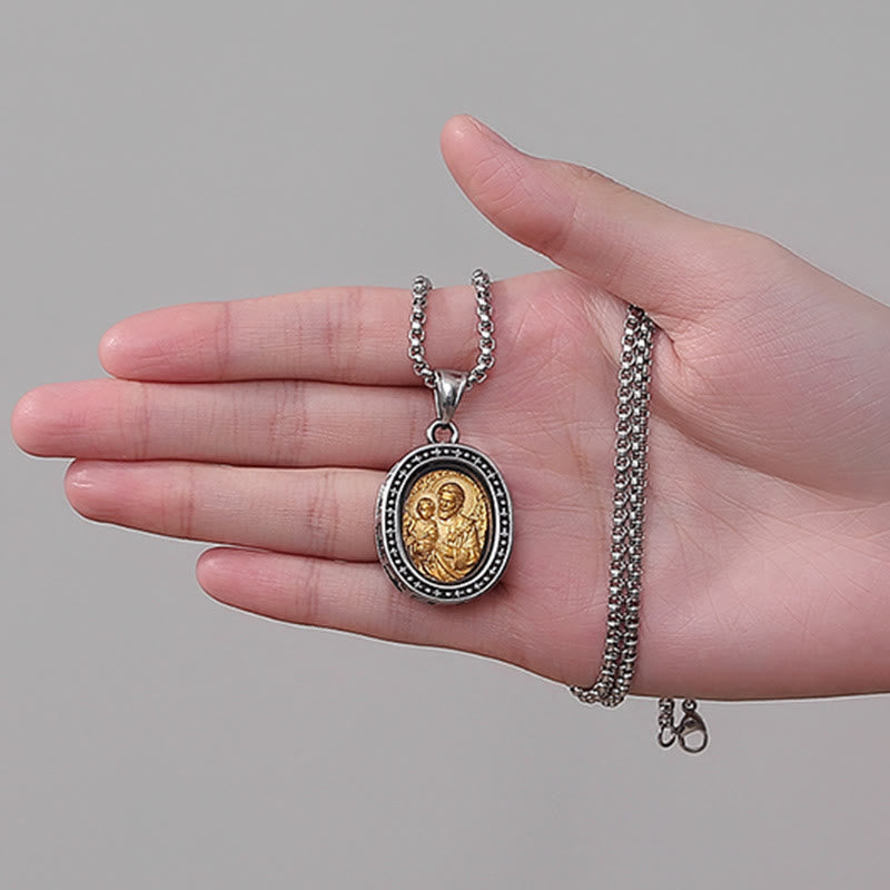 christiandiscipleshopthe Golden Christ Saint Medal Pendant Titanium Necklace