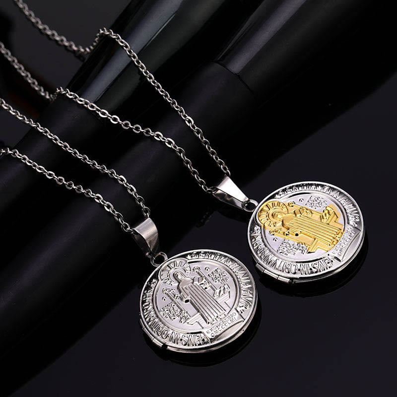 Christianartworkshop Classic St. Benedict Pendant Titanium Necklace