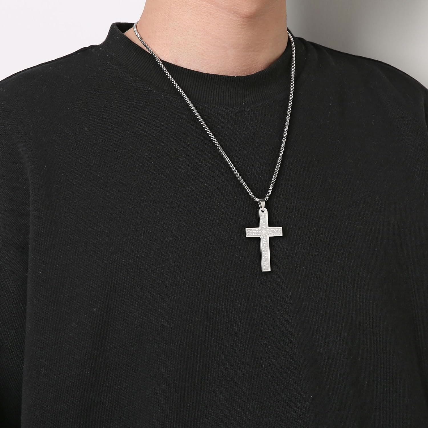 christiandiscipleshop Stainless Steel Lord's Prayer Pendant Cross Necklace