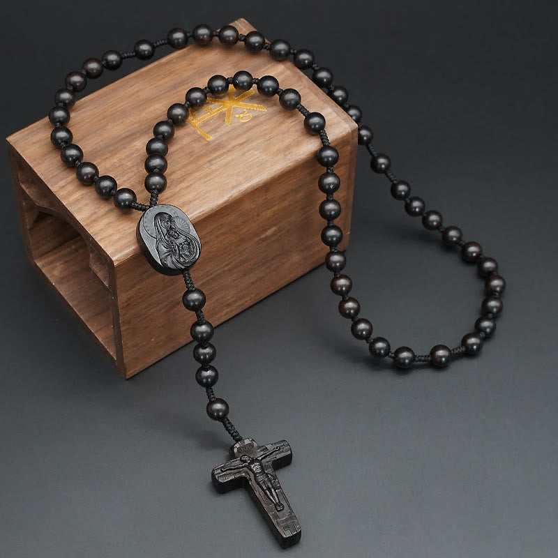 Christiandiscipleshop Quality Original Handmade Praying Rosary (Red Sandalwood/Ebony)
