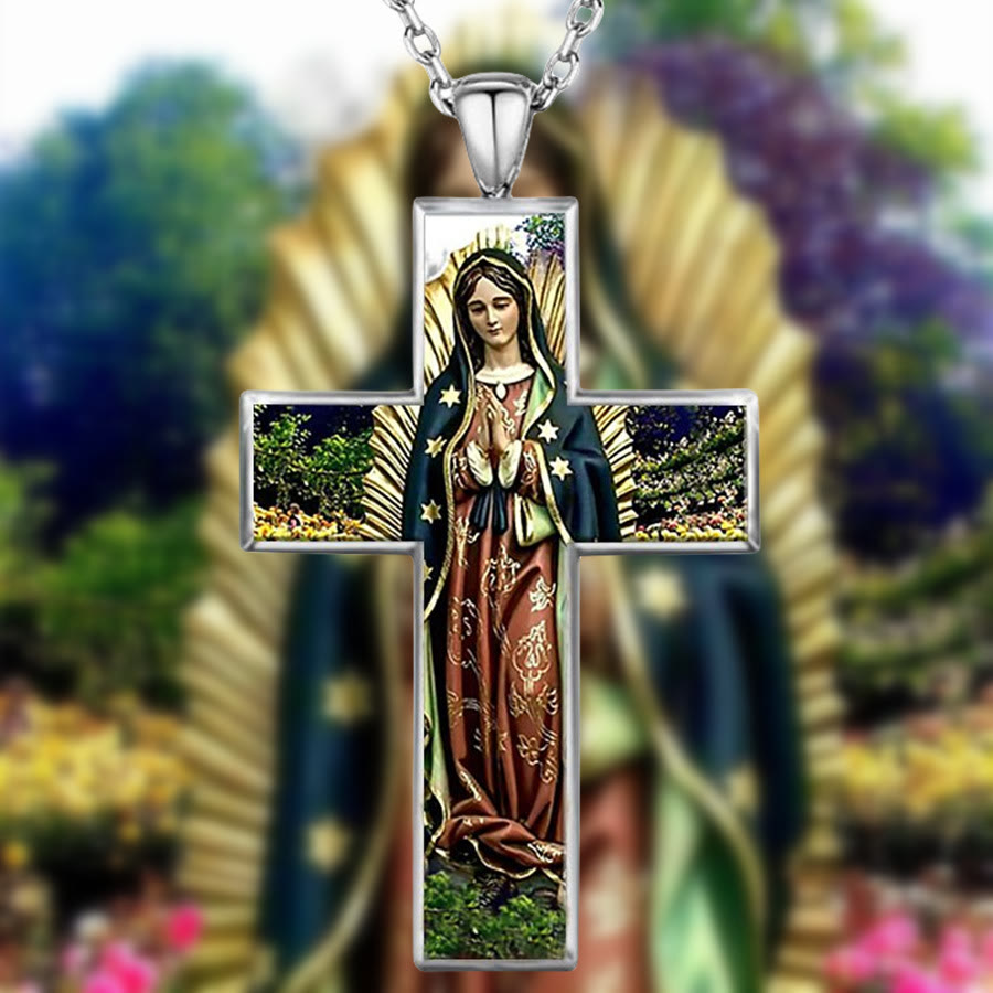 christiandiscipleshop Virgin Mary Cross Pendant Necklace Religion Jewelry