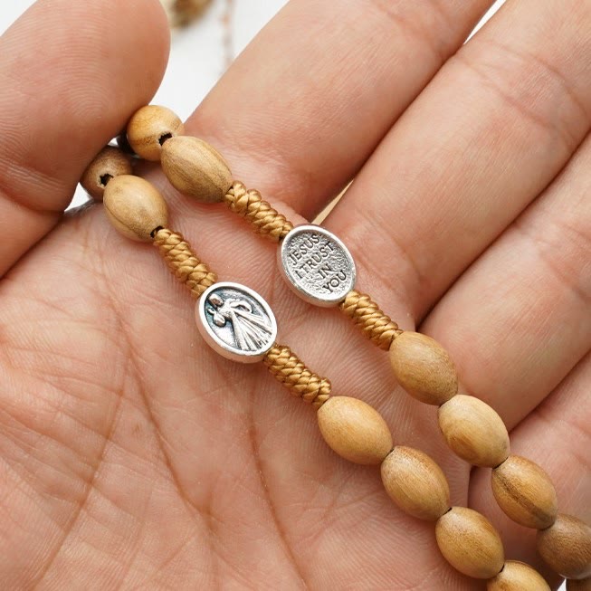 christiandiscipleshop Handmade Olive Wood Beads Prayer Single Decade Rosary