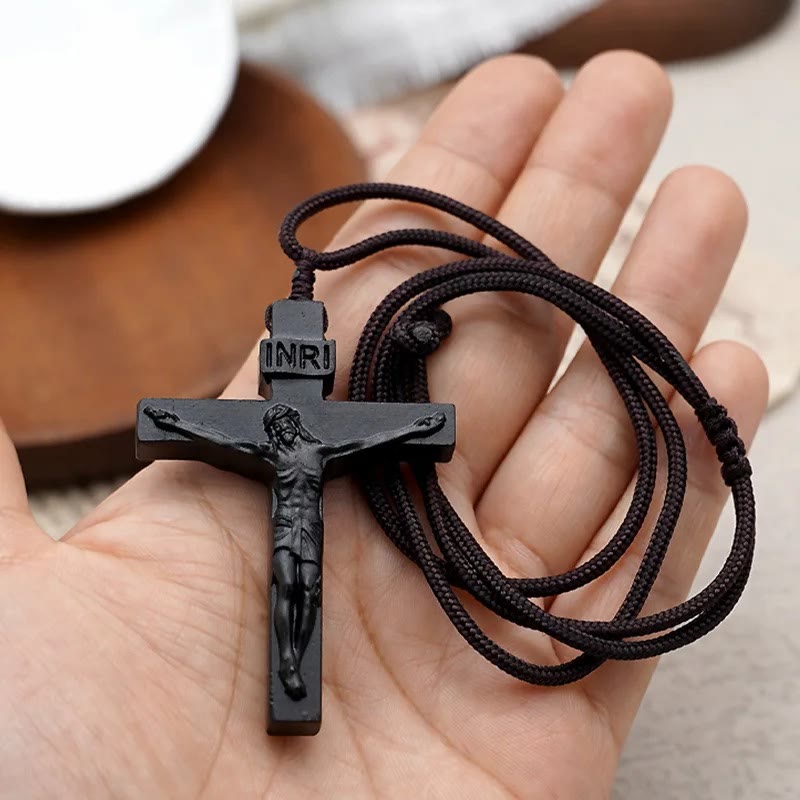 christiandiscipleshop Jesus Crucifix Wooden Necklace