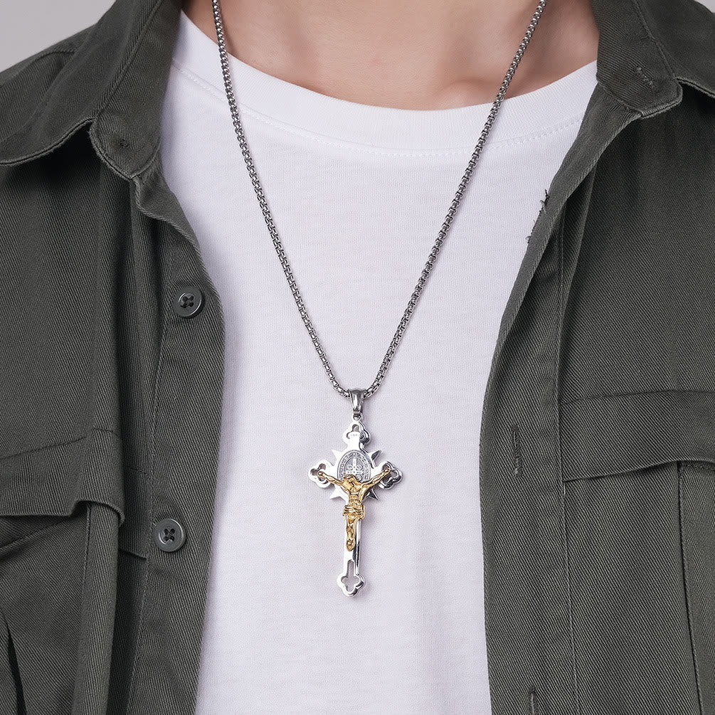 Christiandiscipleshop St. Benedict Symbol Crucifix Necklace