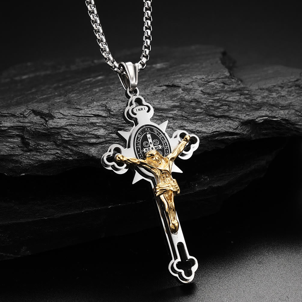 Christiandiscipleshop St. Benedict Symbol Crucifix Necklace