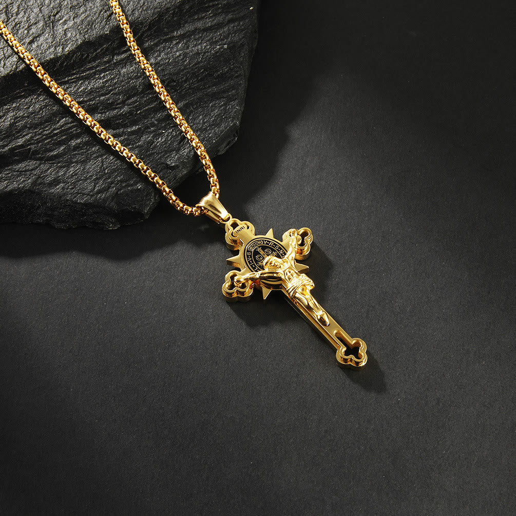 Christiandiscipleshop St. Benedict Symbol Crucifix Necklace