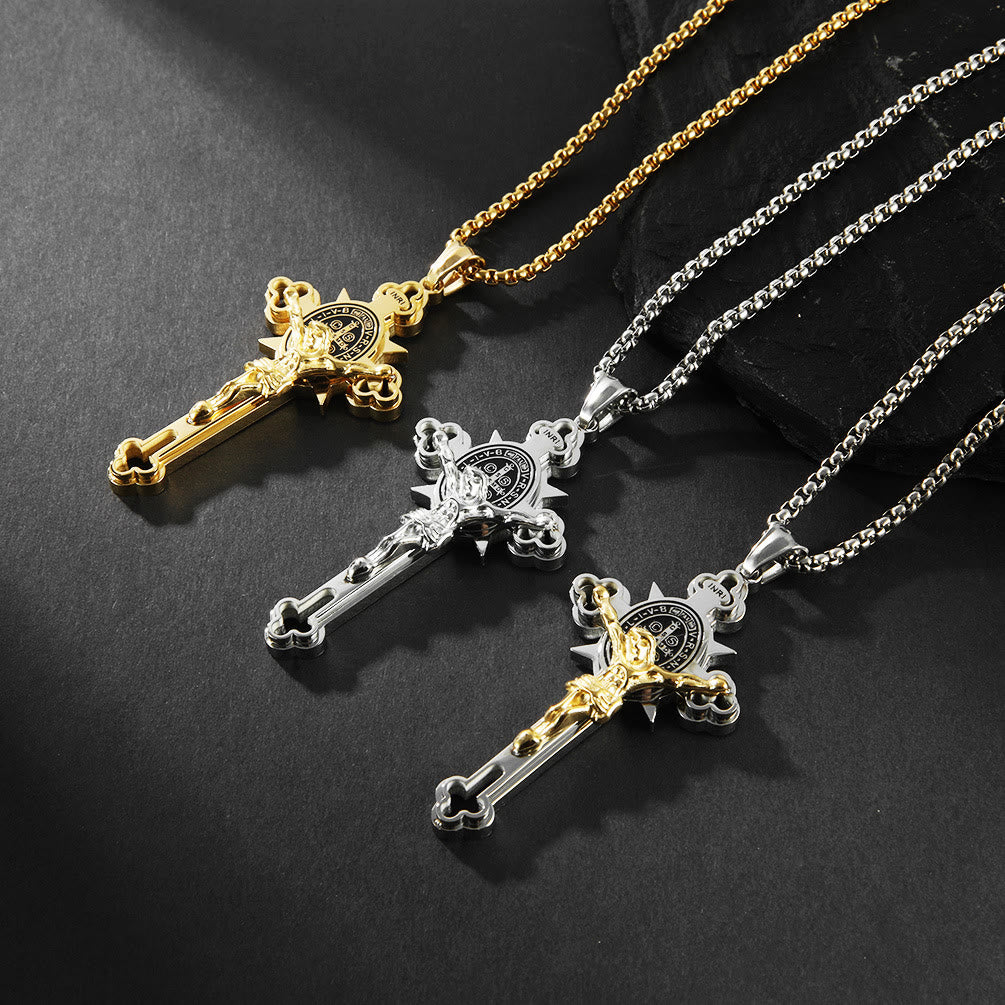 Christiandiscipleshop St. Benedict Symbol Crucifix Necklace