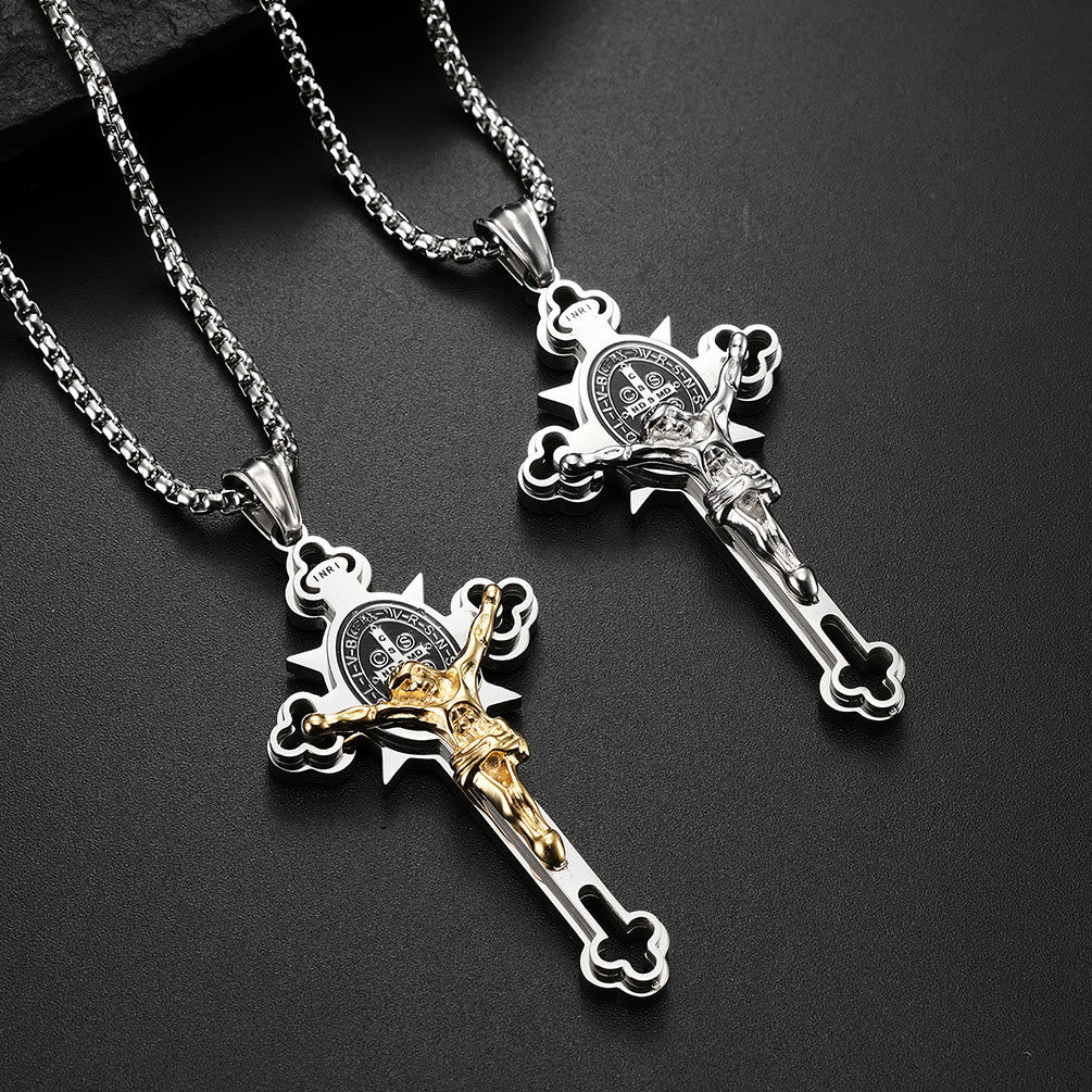 Christiandiscipleshop St. Benedict Symbol Crucifix Necklace