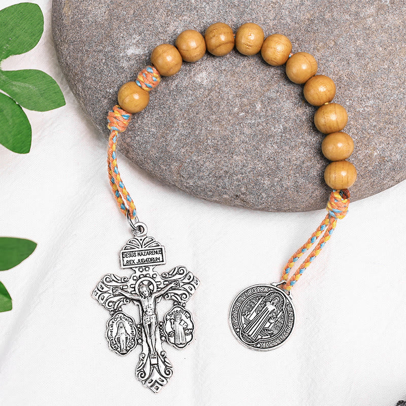 Christiandiscipleshop Olive Wood Saint Benedict Medal Decade Rosary
