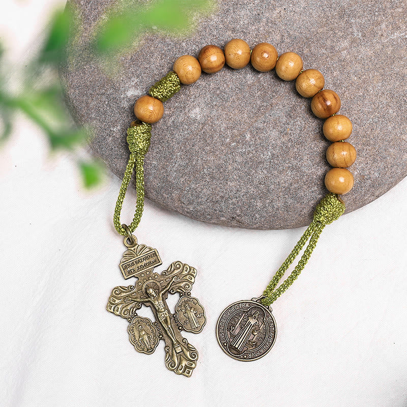 Christiandiscipleshop Olive Wood Saint Benedict Medal Decade Rosary