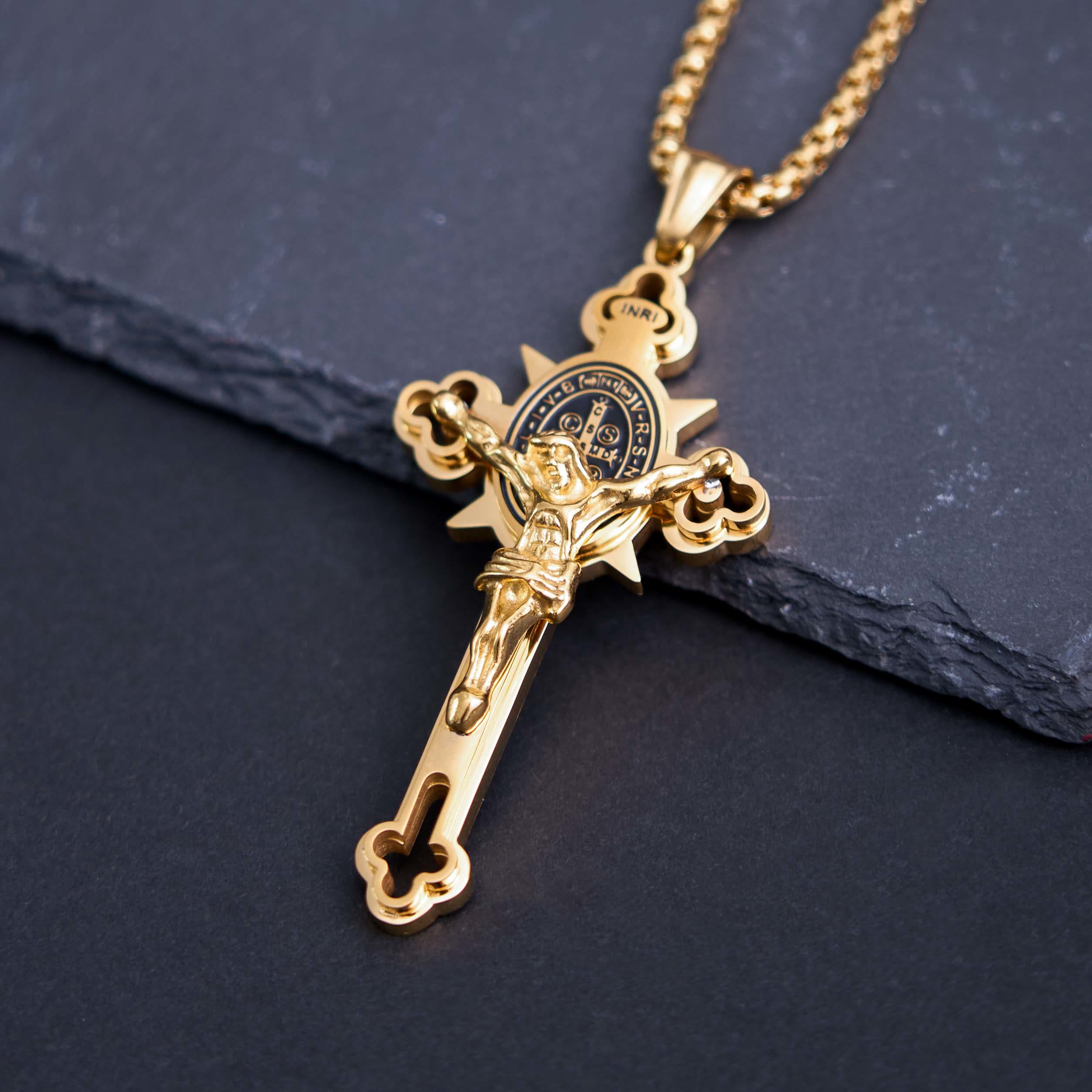 Christiandiscipleshop St. Benedict Symbol Crucifix Necklace