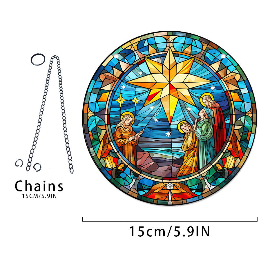 Christiandiscipleshop Stained Glass Styles Colorful Christ Scene Hanging Ornaments A