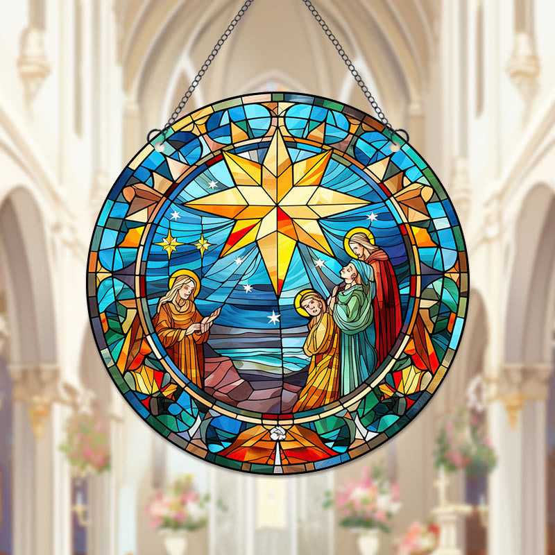 Christiandiscipleshop Stained Glass Styles Colorful Christ Scene Hanging Ornaments A
