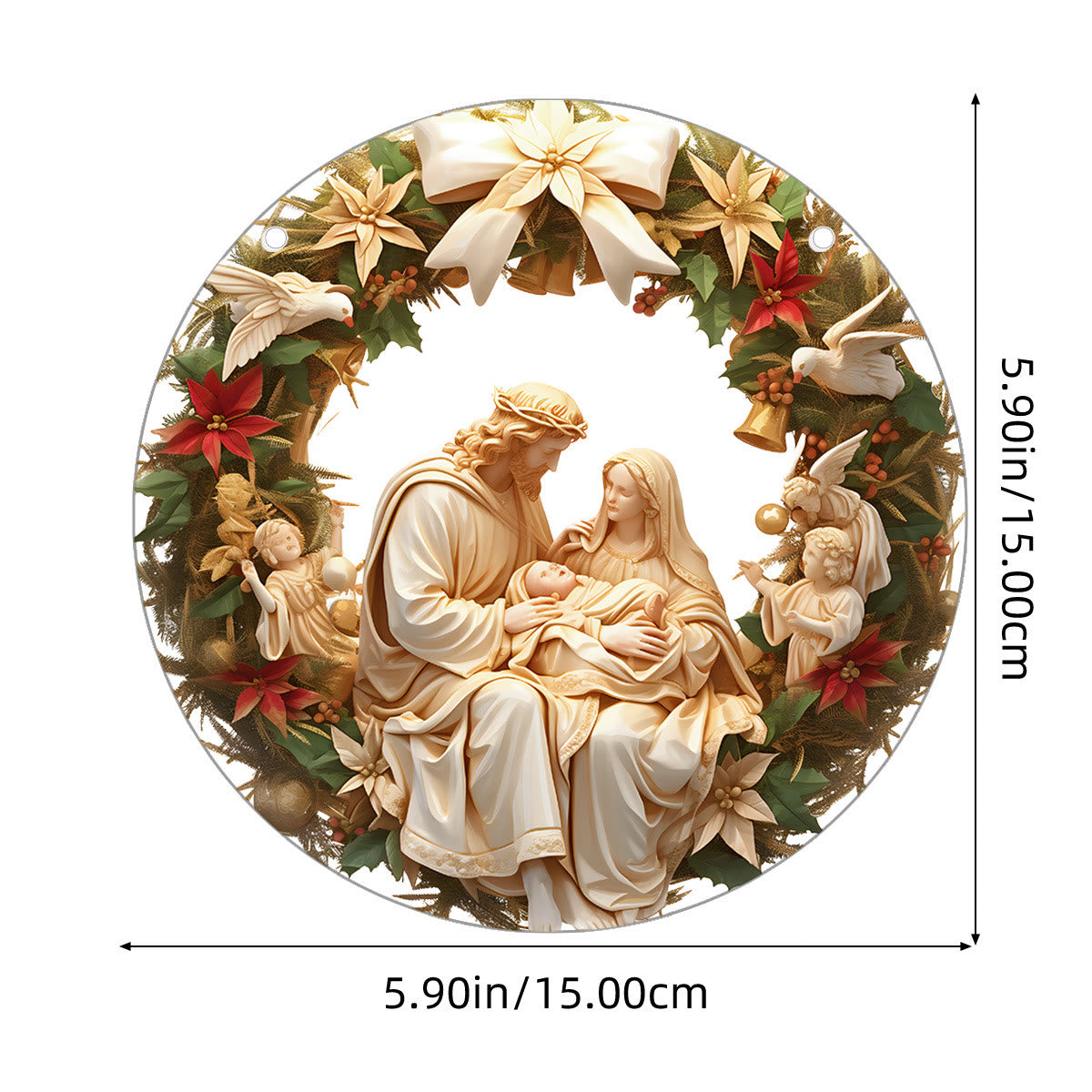 Christiandiscipleshop Sculptural Realism Style Holy Family Christmas Parasite Hanging Ornaments
