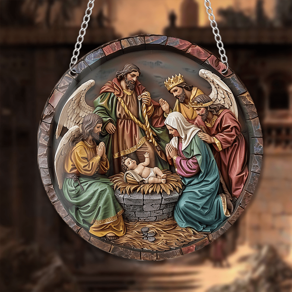 Christianartworkshop 4 Realistic Colored Sculpture Styles Christmas Nativity Hanging Ornaments