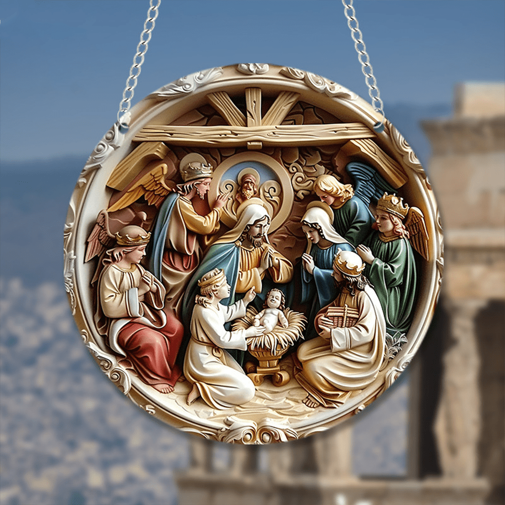 Christianartworkshop 4 Realistic Colored Sculpture Styles Christmas Nativity Hanging Ornaments