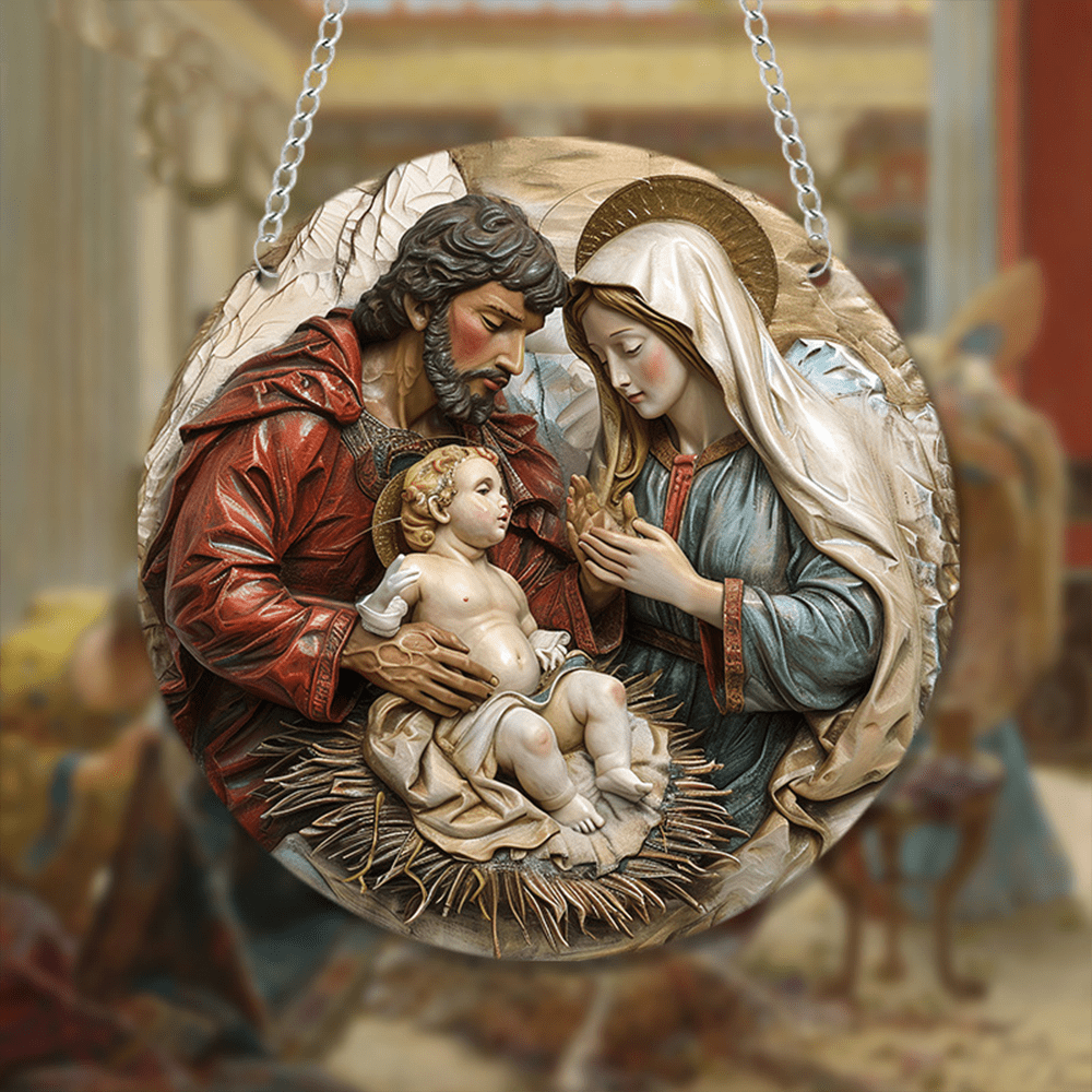 Christianartworkshop 4 Realistic Colored Sculpture Styles Christmas Nativity Hanging Ornaments
