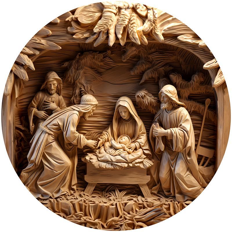 Christianartworkshop Brown Series 8 Styles Christ Nativity Festive Decor Hanging Ornaments B