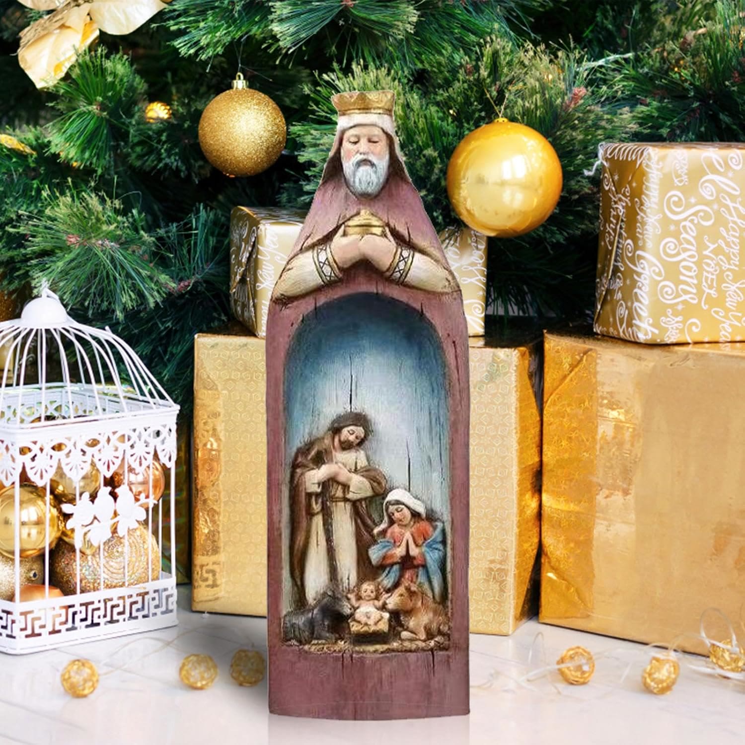 Christiandiscipleshop Realistische, stereoskopische, farbenfrohe Krippenfigur aus Kunstharz als Tischdekoration