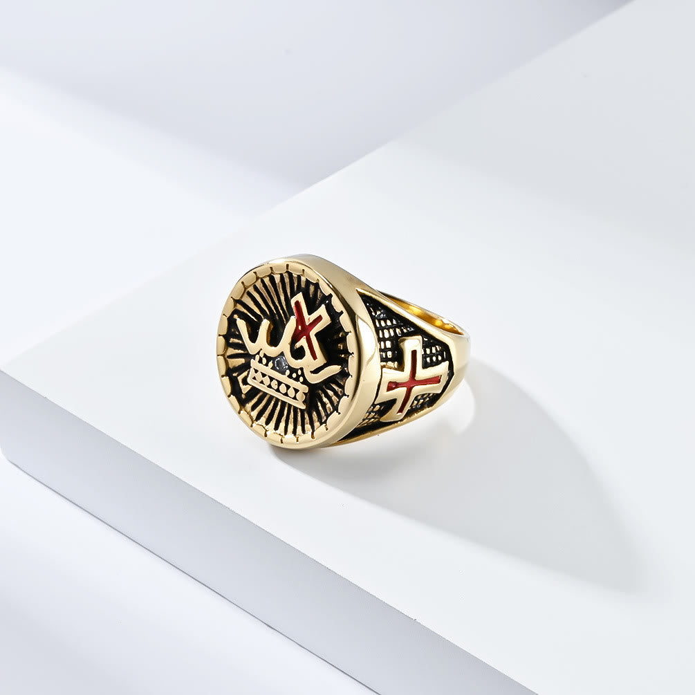 Christiandiscipleshop Retro Style Cross & Crown Titanium Ring
