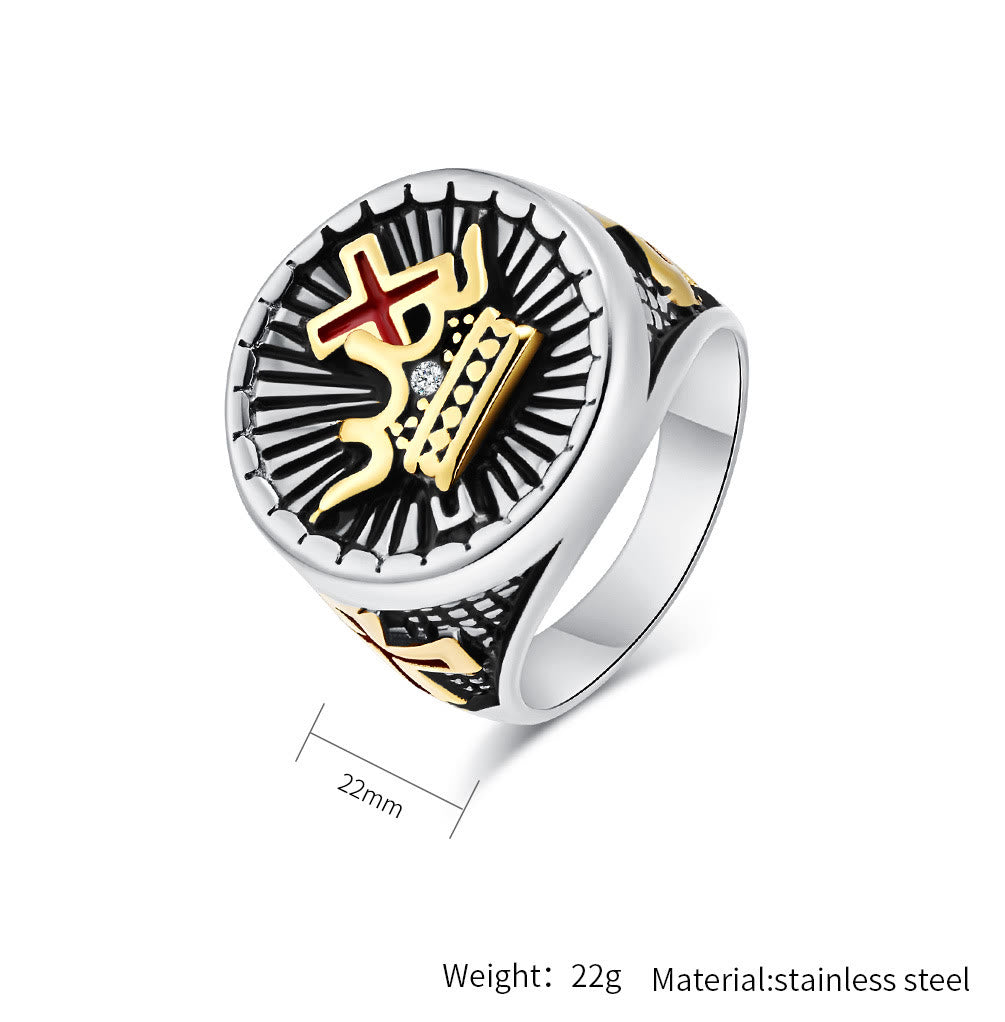 Christiandiscipleshop Retro Style Cross & Crown Titanium Ring