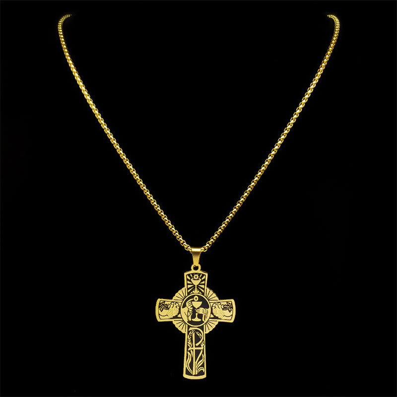 Christiandiscipleshop Multi-element Style Eucharist Halo Grapevine Cross Necklace