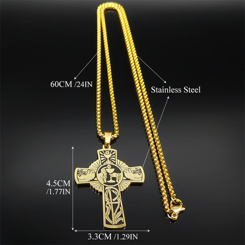 Christiandiscipleshop Multi-element Style Eucharist Halo Grapevine Cross Necklace