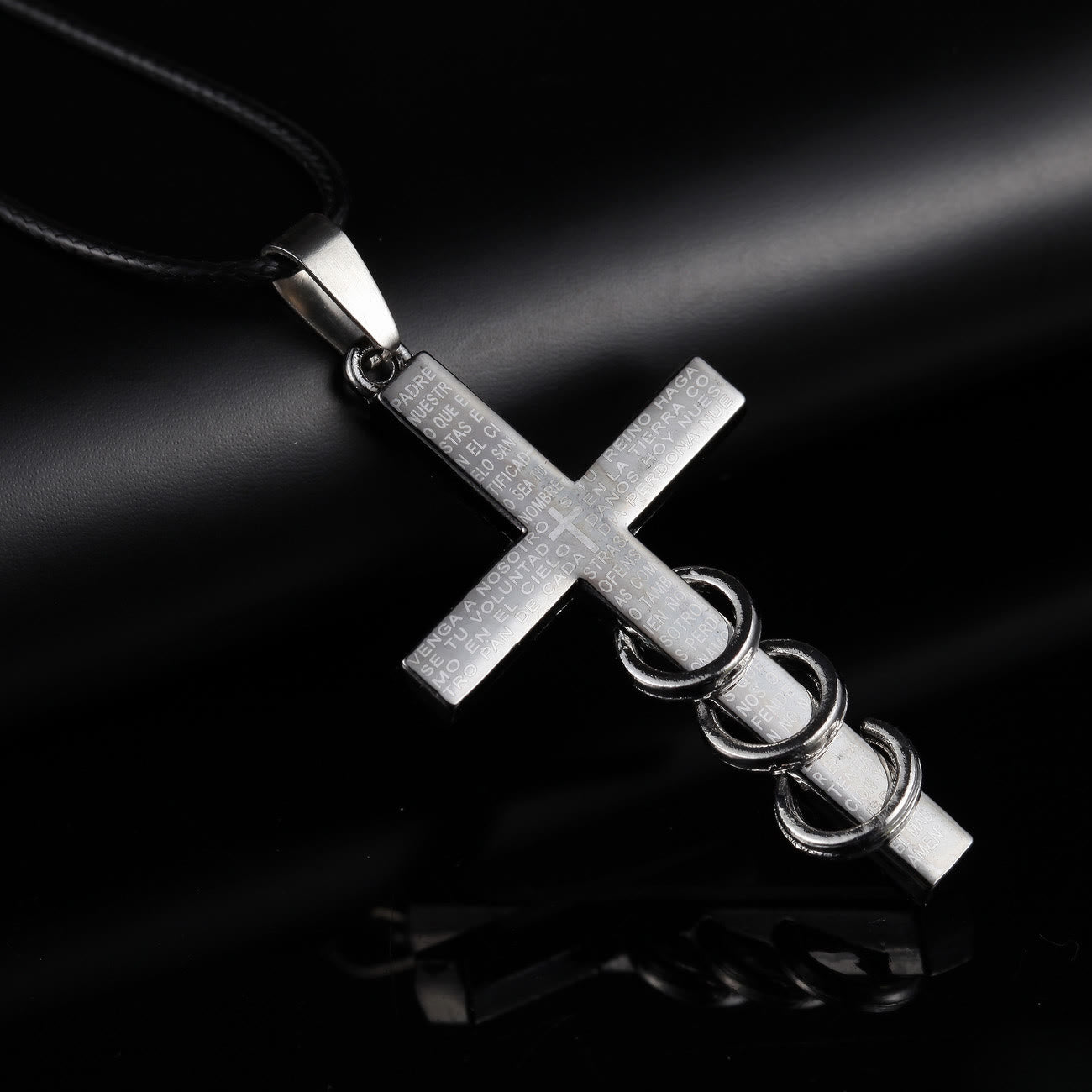 christiandiscipleshop Minimalist Style Bible Verse Cross Pendant Titanium Necklace