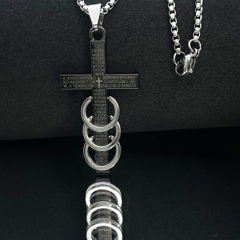 christiandiscipleshop Minimalist Style Bible Verse Cross Pendant Titanium Necklace