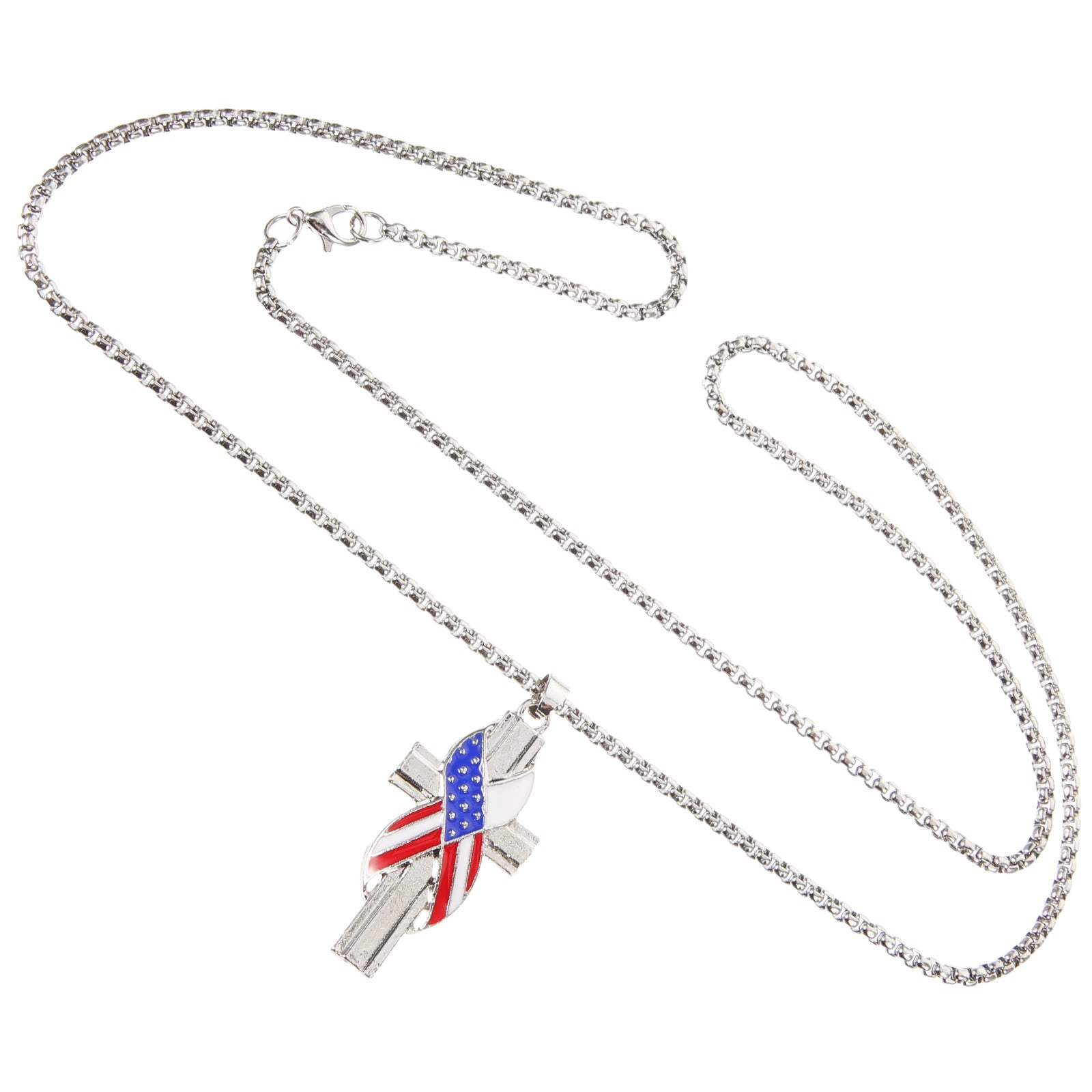 christiandiscipleshop Modern Style American Flag Icon Cross Pendant Alloy Necklace