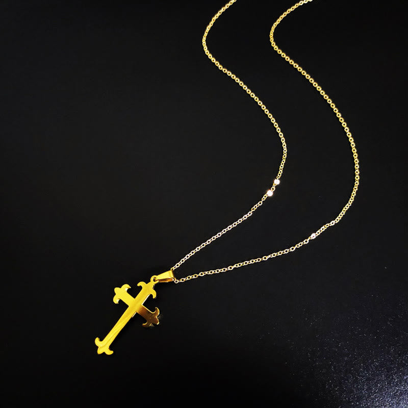 christiandiscipleshop2 Minimalist Style Cross Golden Pendant Stainless Steel Necklace