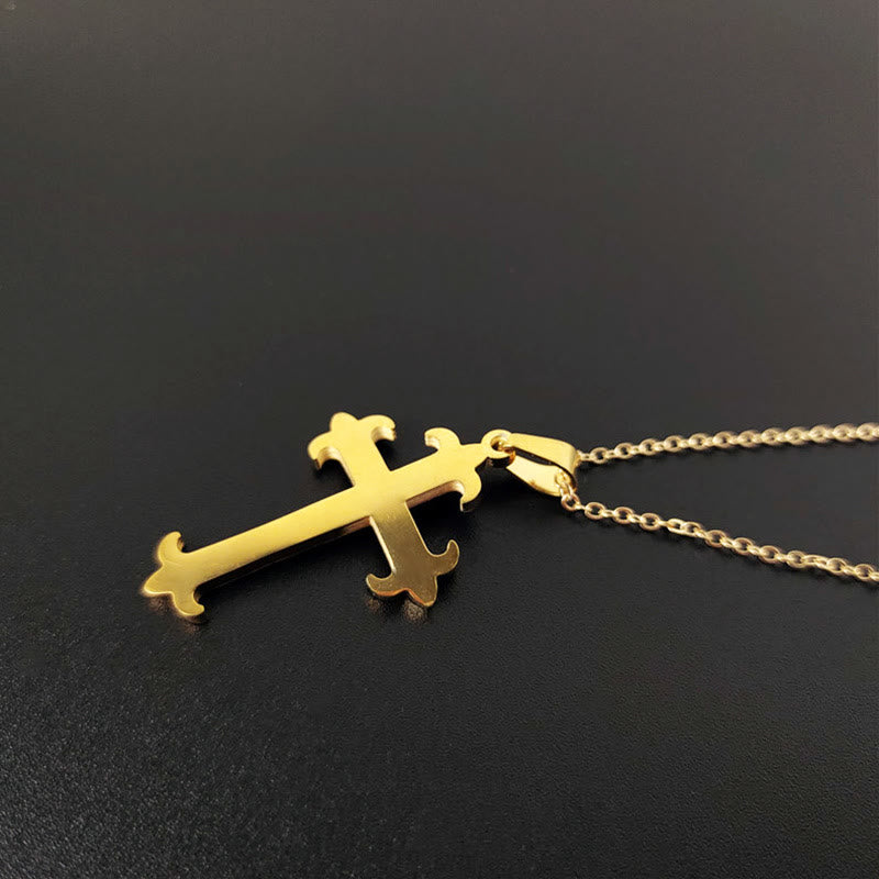 christiandiscipleshop2 Minimalist Style Cross Golden Pendant Stainless Steel Necklace