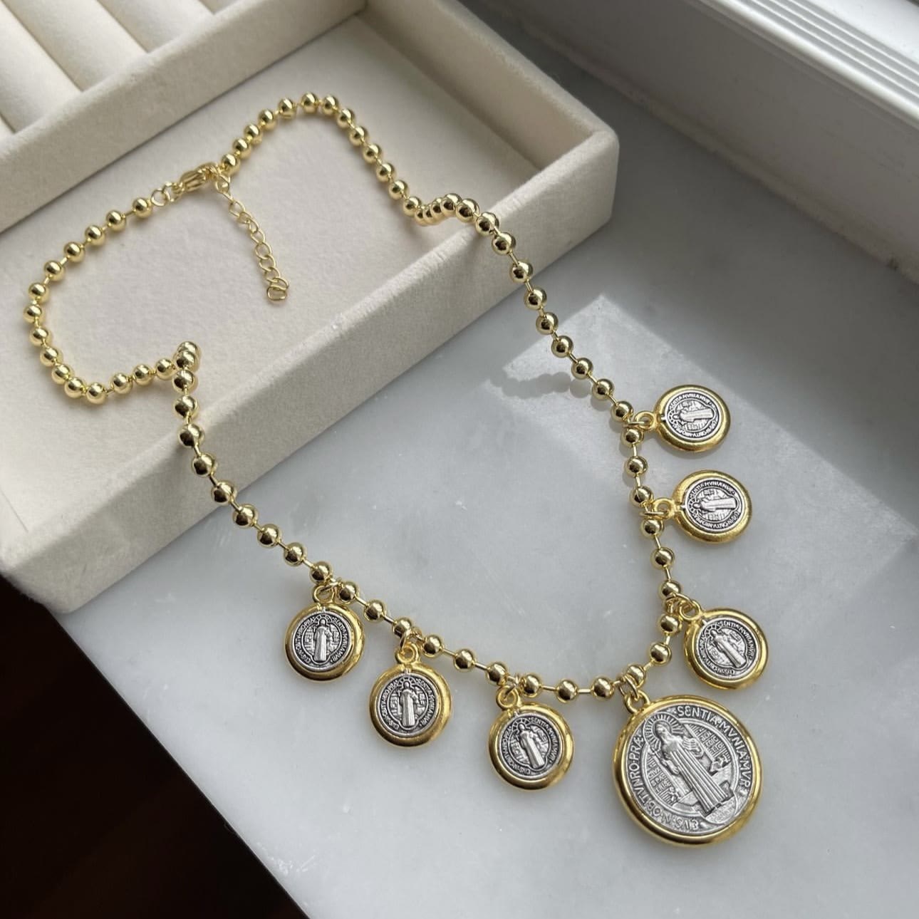 Christiandiscipleshop Retro Style 6 St. Benedict Pendant Chain Necklace