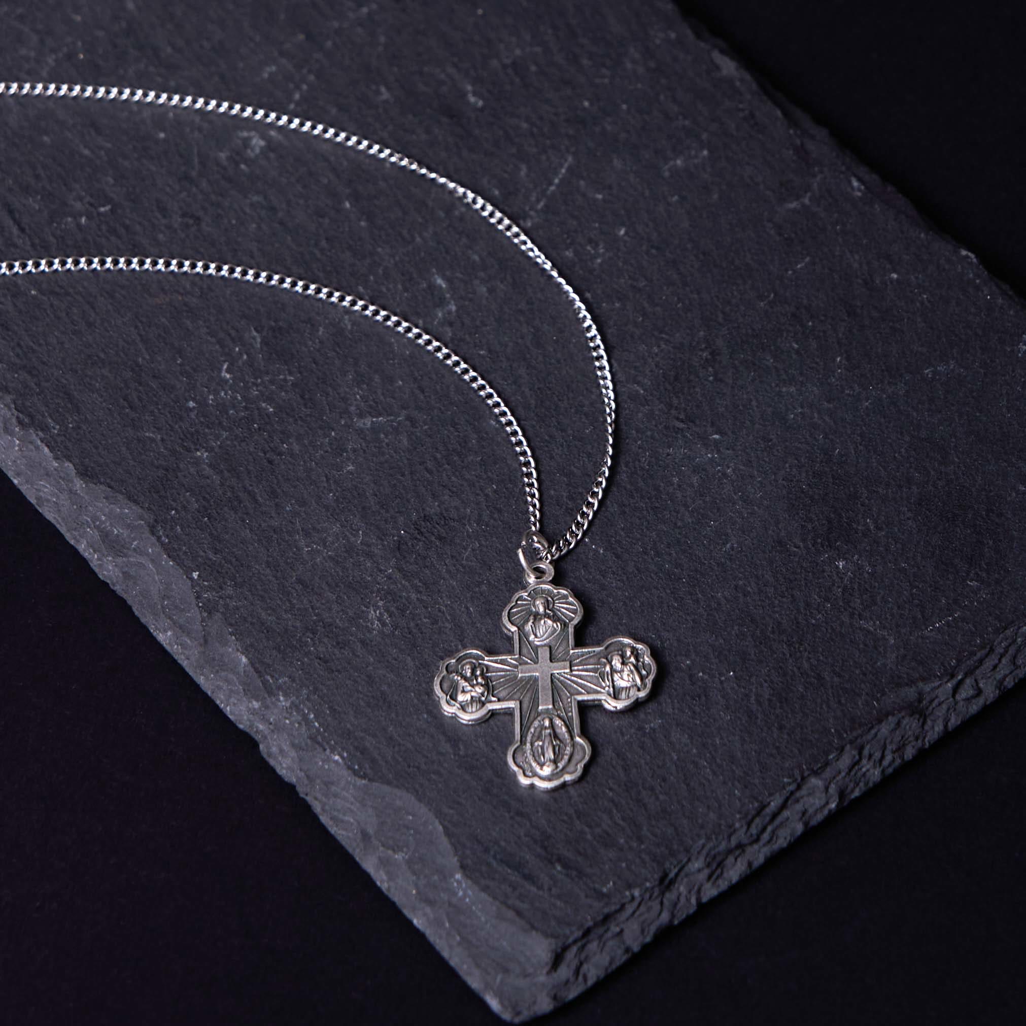 Christianartworkshop Classic Style Carmelite Five-in-One Four-Way Cross Pendant Alloy Necklace