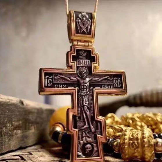 Christiandiscipleshop Retro Style Crucified Jesus Bicolor Alloy Pendant Necklace