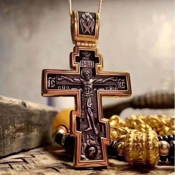Christiandiscipleshop Retro Style Crucified Jesus Bicolor Alloy Pendant Necklace
